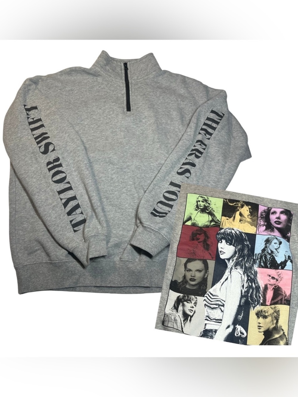 Taylor Swift S The Eras Tour Gray Quarter Zip Crewneck Sweatshirt Official Merch - Picture 1 of 16